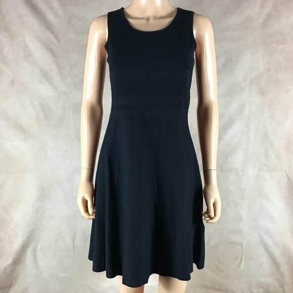 CHARTER CLUB Fit & Flare Ribbed Knit Black Dress P/S - Picture 10 of 12